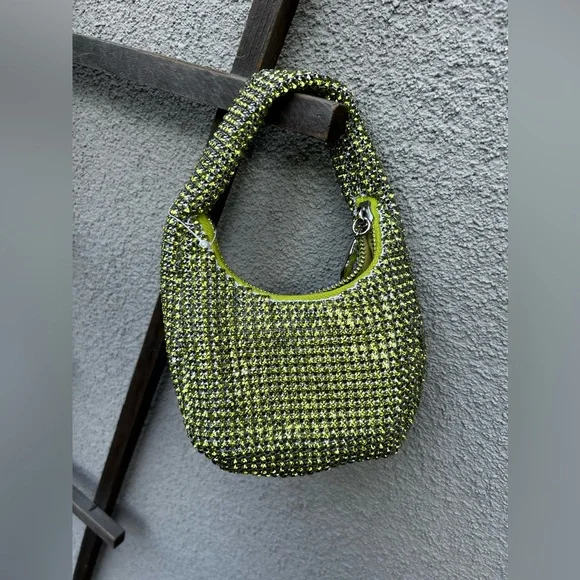 H&M RHINESTONE-EMBELLISHED MINI BAG Lime Green